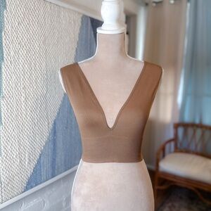 Urban Outfitters Out From Under Brown Ribbed V-Neck Crop Top/Bralette